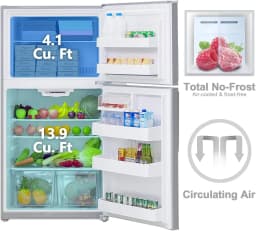 Smeta 18 Cu ft Refrigerator Top Freezer Thermostat Apartment Size Stainless Steel - Thumbnail 2