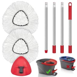 JEHONN Spin Mop Replacement Heads 2 Packs with Triangle Base and 58 inches Long Handle - Thumbnail 1