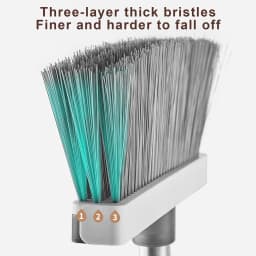 Broom with Dustpan Combo Set 54" Long Handle Adjustable Length Stainless Steel Broomstick Standing Dust Pan and Broom Set for Office Home Kitchen - Thumbnail 5