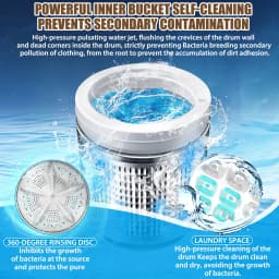 Adnoom Portable Washing Machine, 17.8 lbs Fully Automatic Compact Washer, 10 Wash Programs, Washer and Spin Dryer Combo with Dump Pump, Ideal - Thumbnail 2