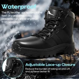 MeMoride Men's Waterproof Hiking Boots Non-Slip Lightweight Mid Ankle Outdoor Work Trekking Shoes - Thumbnail 4