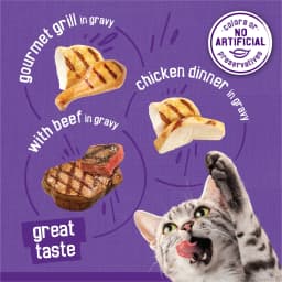 Friskies Meaty Bits Gourmet Grill, Chicken Dinner, & Beef Wet Cat Food Variety Pack, 5.5 oz Cans (24 Pack) - Thumbnail 5