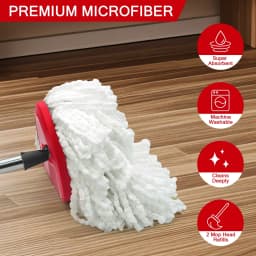 JEHONN Spin Mop Replacement Heads 2 Packs with Triangle Base and 58 inches Long Handle - Thumbnail 3