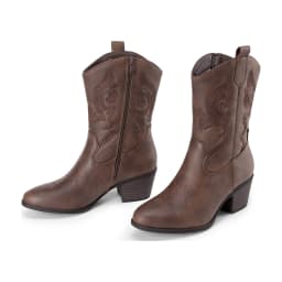 DREAM PAIRS Cowboy Boots for Women, Mid Calf Cowgirl Boots with Embroidery Round Toe Western Chunky Low Heel Shoes - Thumbnail 7