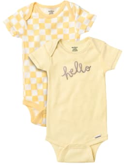 Gerber Baby Boy or Girl Neutral Short Sleeve Cotton Onesies, 2-Pack, Sizes Newborn - 12 Months - Thumbnail 1