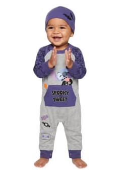 Stitch Baby Boy Long Sleeve Coverall & Hat, Sizes 0-24 Months - Thumbnail 1