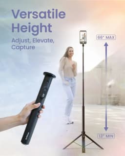 KraftGeek 66'' Magnetic Phone Tripod for iPhone MagSafe, Automatic Selfie Stick with Remote, Portable JustTap Tripod Stand for Video Recording - Thumbnail 7