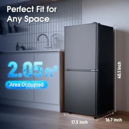 GGTB 4.0 Cu.ft 2-Door Mini Fridge with Bottom Freezer, 7 Temperature Settings, Compact Refrigerator for Dorm Apartment Office, Black - Thumbnail 2