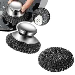 2025 New Stainless Steel Wool Scrubber, Detachable Metal Steel Scrubber Wool Pads Replacement, Heavy Duty Scrubber for Cleaning Dishes, Cast Iron - Thumbnail 4