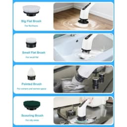 Leebein Electric Spin Scrubber, Cordless Cleaning Brush with 8 Replaceable Brush Heads, Power Scrubber with Adjustable & Detachable Handle - Thumbnail 7