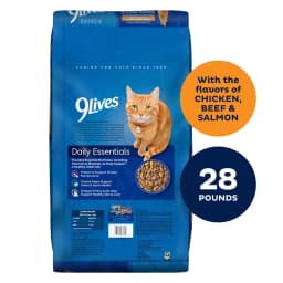 9Lives Daily Essentials Dry Cat Food for Adult Cats with Chicken, Beef & Salmon, 28 lb. Bag - Thumbnail 3