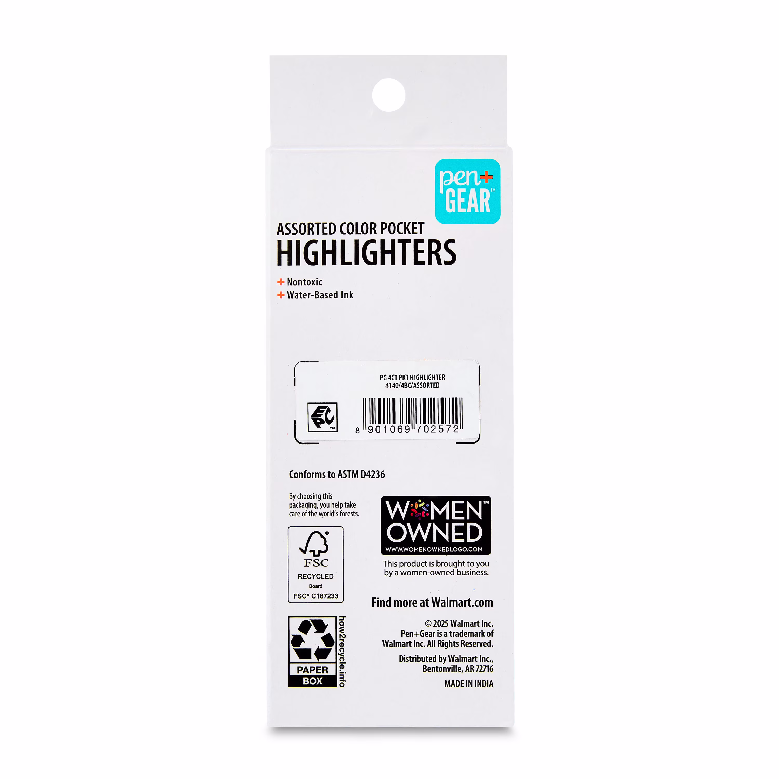 Pen+Gear Pocket Highlighters, Chisel Tip, Assorted Colors, 4 Count - Thumbnail 2