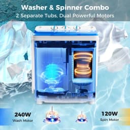 GVN Space Saving Full-Automatic Washer,Washing Machine,17.6 lbs Portable Washing Machine with Drain Pump-Blue - Thumbnail 3