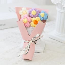 Valentine's Day Flower Plush Toy Doll, Soft Stuffed Rose Bouquet Figurine, Romantic Floral Decorative Gift for Anniversary and Special Occasions - Thumbnail 1