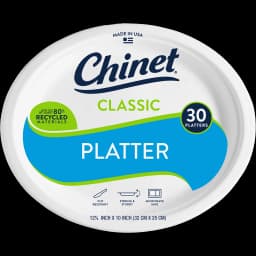 Chinet Classic® Premium Disposable Paper Platters 12 ⅝ x 10", White, 30 Count - Thumbnail 5
