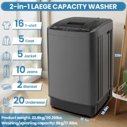 Adnoom Portable Washing Machine, 17.8lbs Dryer & Washer Combo, 10 Programs 8 Water Level Fully Automatic Washing Machine for Dorm, Apartments, Home - Thumbnail 3