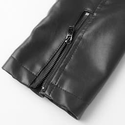 HOOMEUMY Men's Stand Collar Leather Jacket Casual Slim Fit Motorcycle Faux Leather Outerwear Windbreaker Coats with Pockets (Black,S） - Thumbnail 5