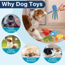 Prime Pets Dog Toys, 5pc Plush Ocean Animal Dog Squeaky Toy, Crinkle Pet Toy, Stuffed Puppy Chew Toys - Thumbnail 4