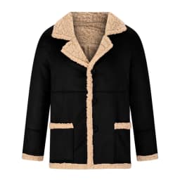 Bazeneo Mens Leather Jacket Winter Faux Shearling Bomber Jackets Fleece Warm Faux Leather Jacket Vintage Lapel Collar Aviator Jackets Button Up Classic Fit Outwear with Pockets - Thumbnail 1
