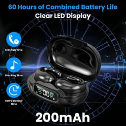RHEA- Open Ear Clip Wireless Earbuds Sports Earphones Stereo Headsets Headphones Black - Thumbnail 2