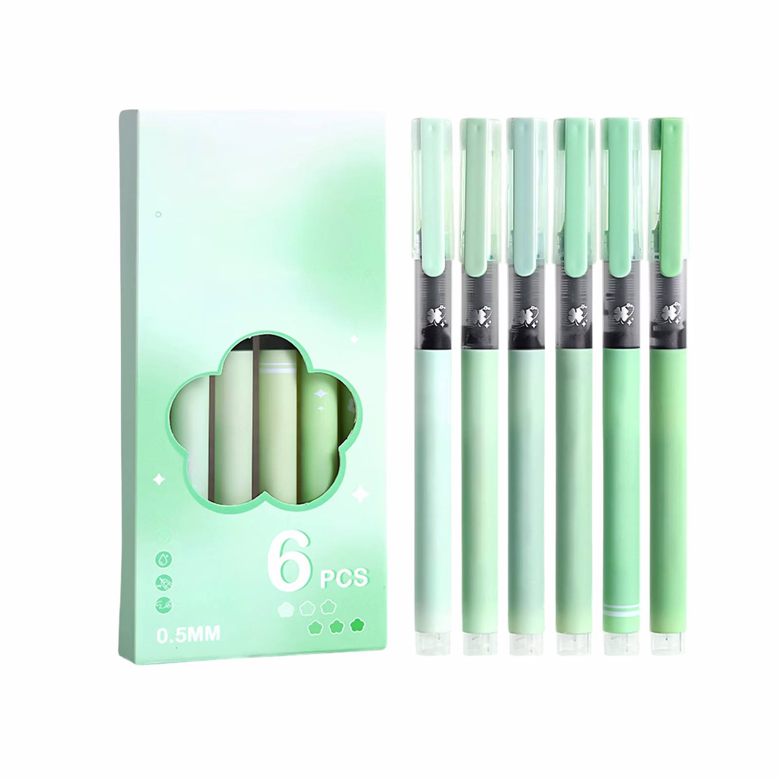 Under 1$ Dollar Straight Liquid Ballpoint Pen Sign Pen, 0.5mm High Capacity Black Ink Water Pen, Fast Drying Exam Writing Pens,Green - Thumbnail 3