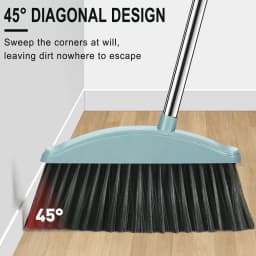 Broom and Dustpan Set, 45° Angle, Long Handle Broom Dustpan Pan, Wide Dustpan, eavy Duty Dust Pan, Dustpan Broom with Dense Bristles, Perfect - Thumbnail 6