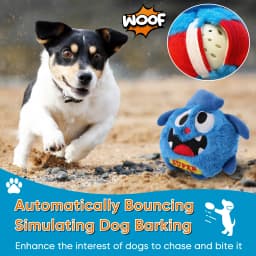 Petbobi Dog Toys Interactive Plush Giggle Ball Squeak Crazy Bouncer Toy for Pets, Blue - Thumbnail 5