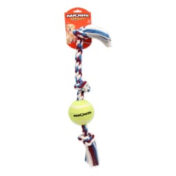 Mammoth Flossy Chews Cottonblend 3 Knot Tug with 4" Tennis Ball Rope Dog Toy, Large, 24", Assorted Colors - Thumbnail 3