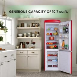 Conserv Appliances Bottom Mount Retro Refrigerator, Red - Thumbnail 2