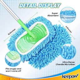 KEEPOW Dry Sweeping Cloths for Sweeper Mop - Dry Pads Refills for Floor Mopping and Cleaning - Pet Heavy Duty Dusters Refills (2 Pack) - Thumbnail 6