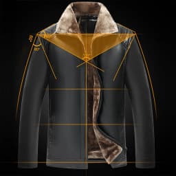 Jackets for Men Motorcycle Coats Zipper Pocket Leather Solid ColorLong Sleeved Jacket,Top for Men Black - Thumbnail 4