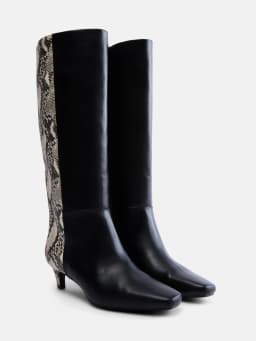 Scoop Women’s Two Tone Kitten Heel Knee High Boots, Wide Width Available - Thumbnail 3