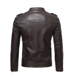 Dovford Men Faux Leather Jacket, Fall/Winter Thickening Coat Long Sleeve Zip Up Outwear Sports Basic Parka with Pocket - Thumbnail 1