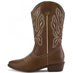 Pennysue Women's Western Cowboy Boots Brown Mid-Calf Pointed Toe Boots for Dancing Wedding Traveling Daily Outfits 7.5M - Thumbnail 2