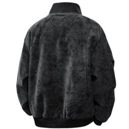 Faux Leather Jacket For Men Pu Stand Collar Solid Full Zip Color Long Sleeve Vintage Stylish Outwear With Pockets (M, Black) - Thumbnail 3