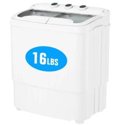 SUNCROWN 16lbs Portable Twin Tub Washer with Spin Dryer Washing Machine , Mini Compact Laundry Washer Machine with Drain Pump, Semi-automatic Washer - Thumbnail 1