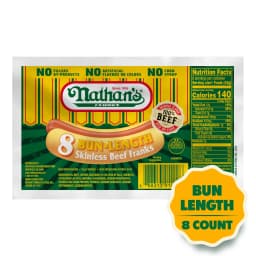 Nathan's Famous Bun Length Skinless Beef Franks, 12 oz - Thumbnail 2