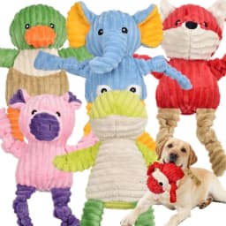 LECHONG Christmas Dog Toys for Small Dogs, 5 Pack, Stuffed Animal Squeaky Dog Toys for Medium and Large Dogs, Puppy Toys - Thumbnail 1