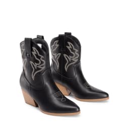 DREAM PAIRS Women's Cowboy Cowgirl Boots Embroidered Stitched Short Western Boots Low Chunky Heel Pointed Toe Ankle Booties - Thumbnail 4