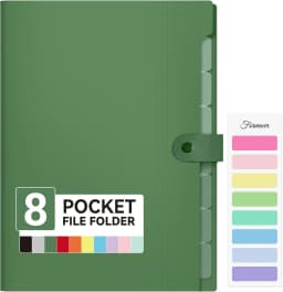 SUMMIT - Expanding File Folder with 8 Pocket, Letter Size Accordion File Organizer, Portable Folders for Documents, Cute Paper Organizer, Filling - Thumbnail 1