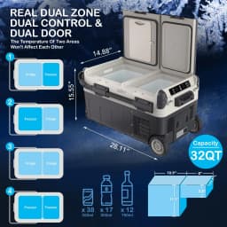 42QT/53QT Dual Zone Portable Car Refrigerator – Fast Cooling Electric Cooler with Wireless App Control, Charging Panel & Wheels – Perfect for Cars - Thumbnail 7