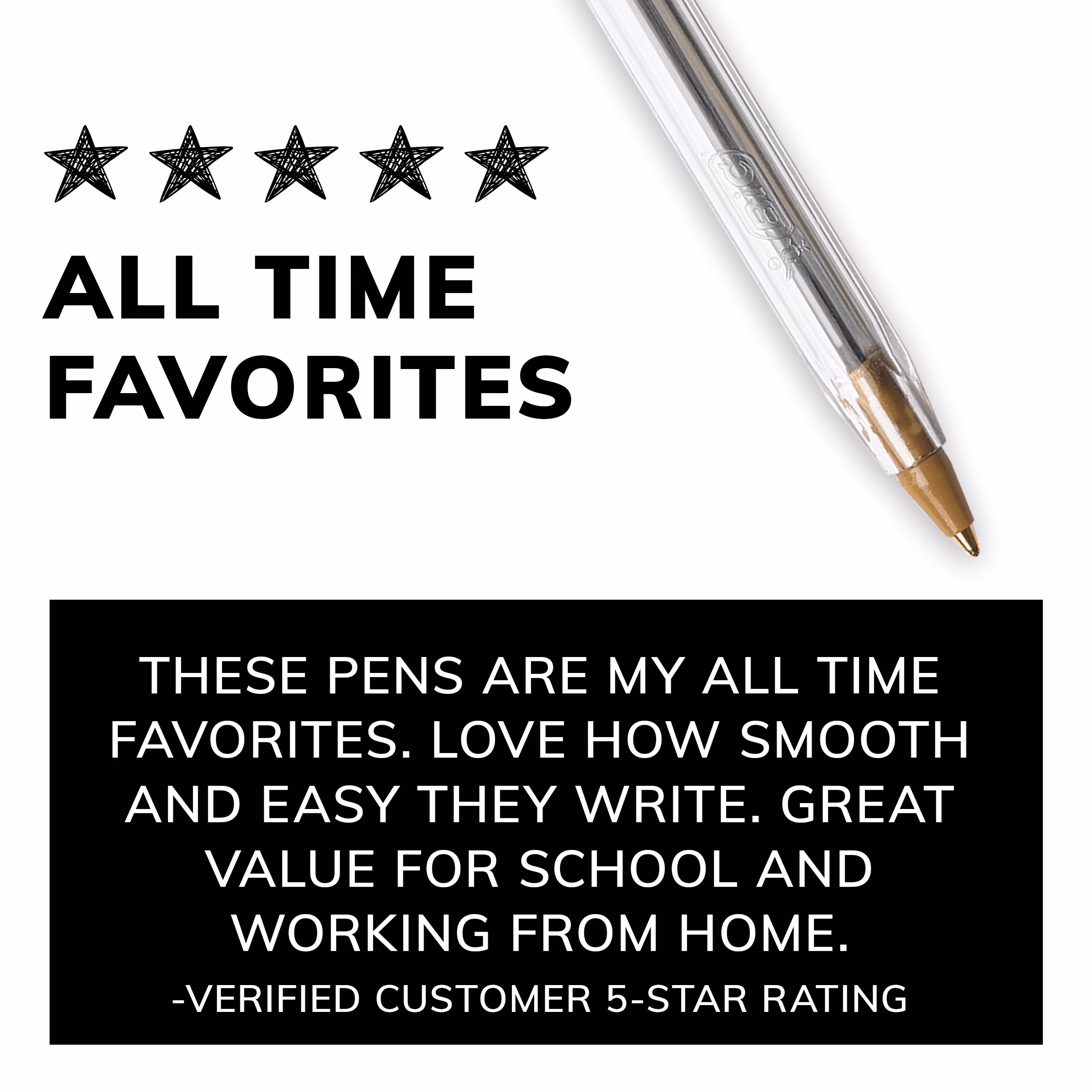 BIC Cristal Xtra Smooth Medium Point Ball Pen, School Supplies, 1.0 mm, Black, 10-Count - Thumbnail 8