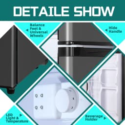 JIEJIA 5.0 Cu.Ft Apartment Size Refrigerators with Separate Freezer, 2 Door Refrigerator, Small Fridge with Freezer, Gray - Thumbnail 9