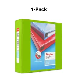 Staples Heavy Duty 3" 3-Ring View Binder Chartreuse (24692) 56322-CC/24692 - Thumbnail 5