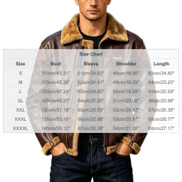 LEKWK Faux Leather Jacket for Men Sherpa Collar and Lining Full Zip Front with Multiple Zipper Pockets Warm Bomber Coat for Motorcycle Travel Outdoor and Winter Casual Wear - Thumbnail 3