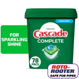 Cascade Complete Dishwasher Pods, Action Pacs Dishwasher Detergent, Dishwasher Tabs, Fresh, 78 Count - Thumbnail 1