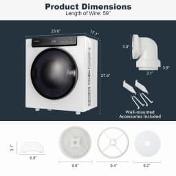 Costway 1400W Electric Tumble Compact Laundry Dryer Stainless Steel Tub 8.8lbs /2.6cu.ft - Thumbnail 4