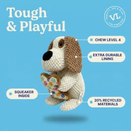 Vibrant Life Brown Dog with Bone Plush Dog Toy with Squeaker, Chew Level 4 - Thumbnail 5