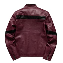 Men's Wings Color Block PU Leather Motorcycle Jacket, Double Stand Collar Street Casual Motorcycle Jacket, Hip Hop Punk Retro Top - Thumbnail 2