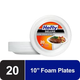 Hefty Deluxe Extra Strong and Deep Disposable Foam Plates, 10.25 inches, 20 Count - Thumbnail 1